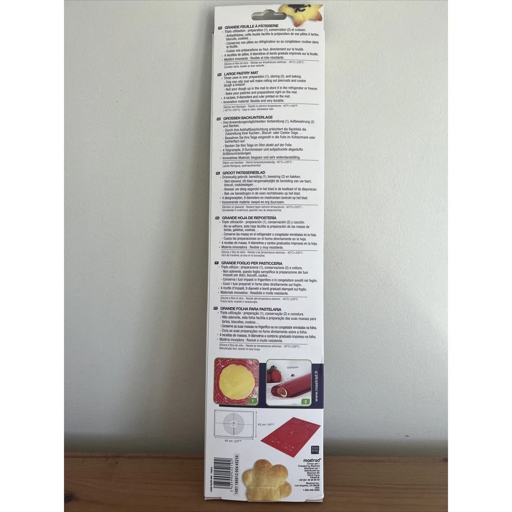 Mastrad Paris Pastry Mat Large Flexible Non Stick Red Silicone Baking Cookies